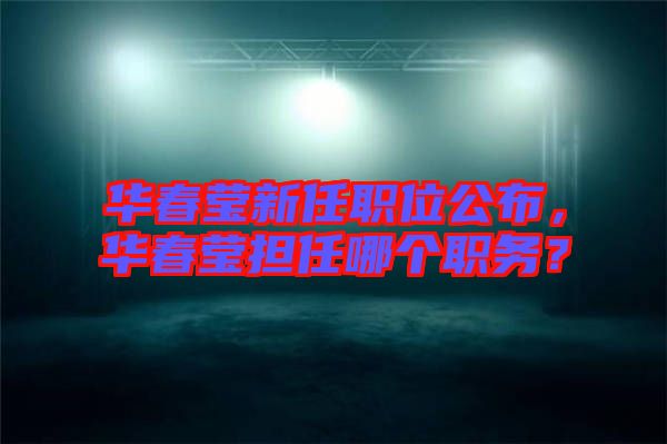 華春瑩新任職位公布，華春瑩擔(dān)任哪個(gè)職務(wù)？