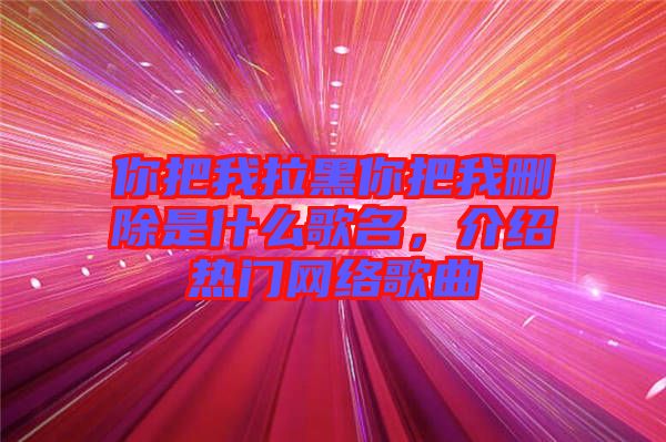你把我拉黑你把我刪除是什么歌名，介紹熱門網(wǎng)絡歌曲