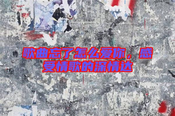 歌曲忘了怎么愛(ài)你，感受情歌的深情達(dá)