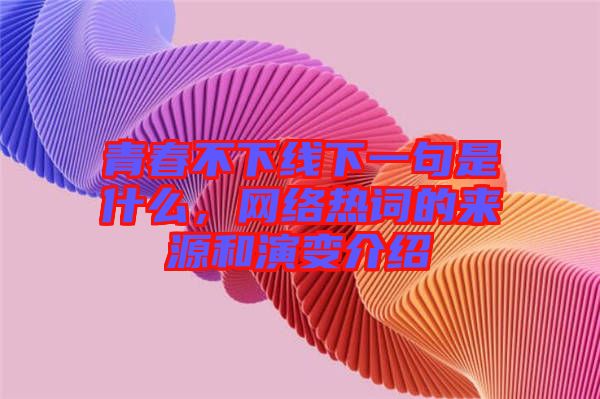 青春不下線(xiàn)下一句是什么，網(wǎng)絡(luò)熱詞的來(lái)源和演變介紹